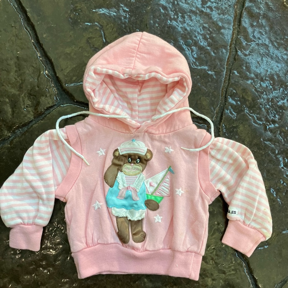 Vintage toddler bear in nautical sailor clothes sweatshirt